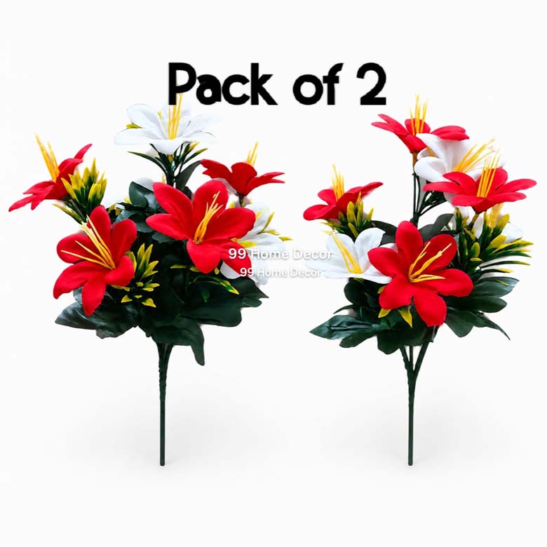 Red n white lily bunch
