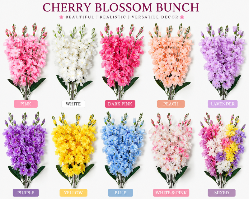 Artificial Cherry Blossom Flowers (Multicolors)